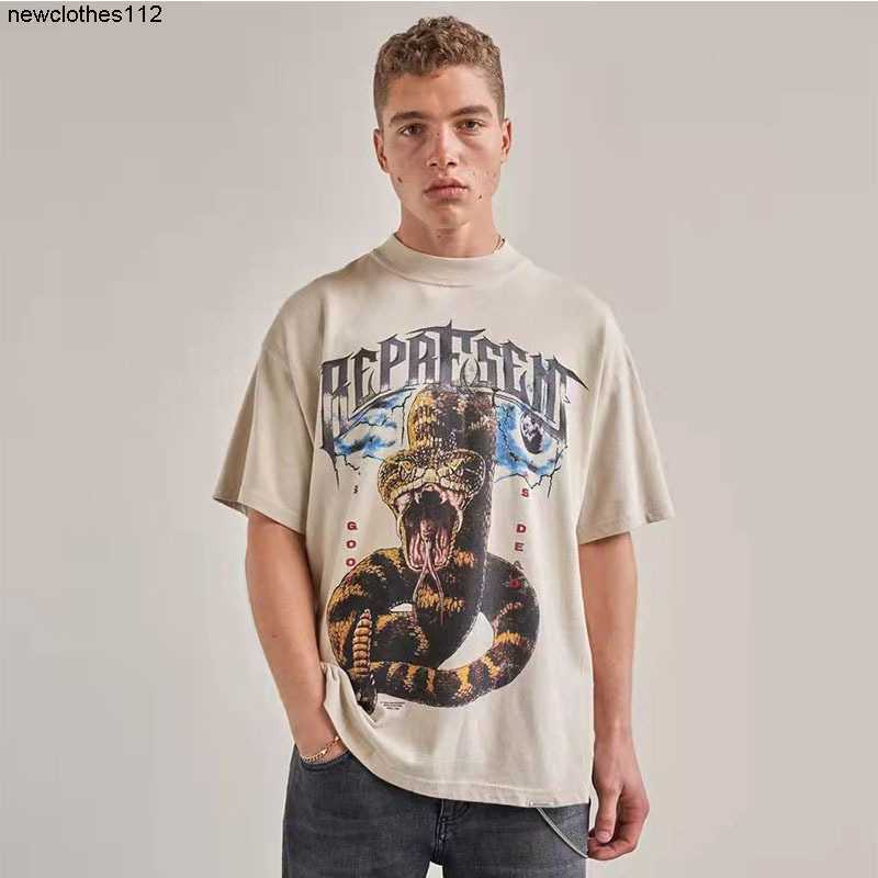 

designer REPRESENTs Wash Vintage Python Brand Loose vtgfog Men' Short Sleeve T shirt, Wash black