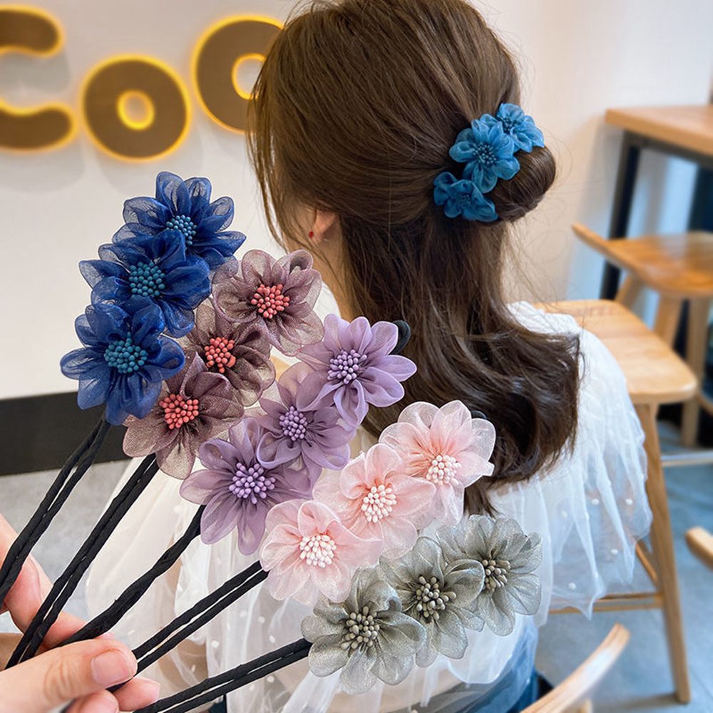 

New Flower Magic Bun Maker Ribbon Hairbands Donut Hairpin Hair Bands Fashion Girl Women Diy Hairstyle Headband Tools Accessories 1648, As option show