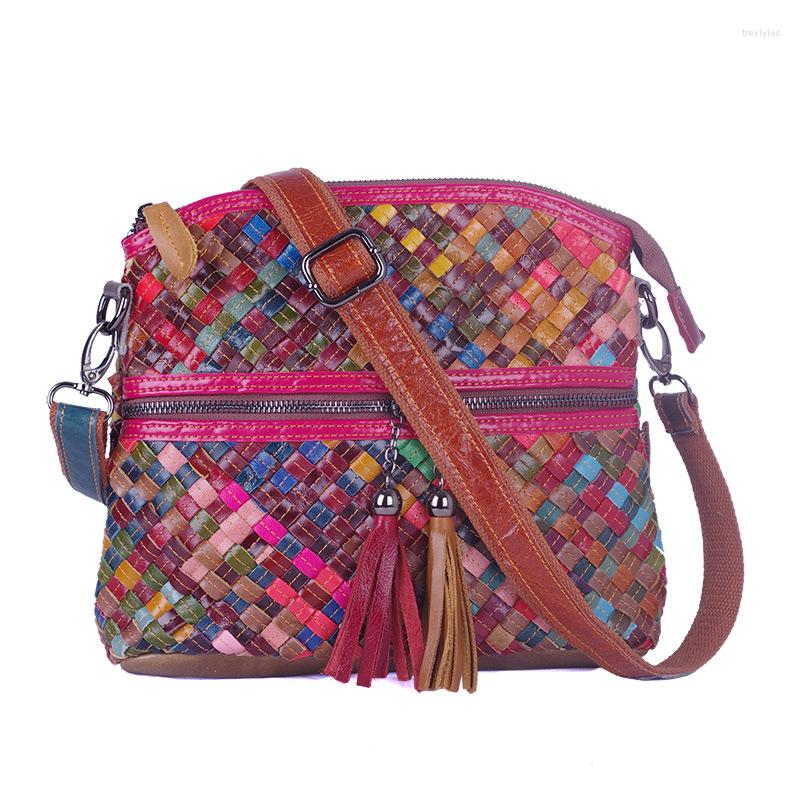 

Evening Bags Cow Leather Bag Ladies Genuine Handbags Big Women Large Vintage Female Office Shoulder, Colorful