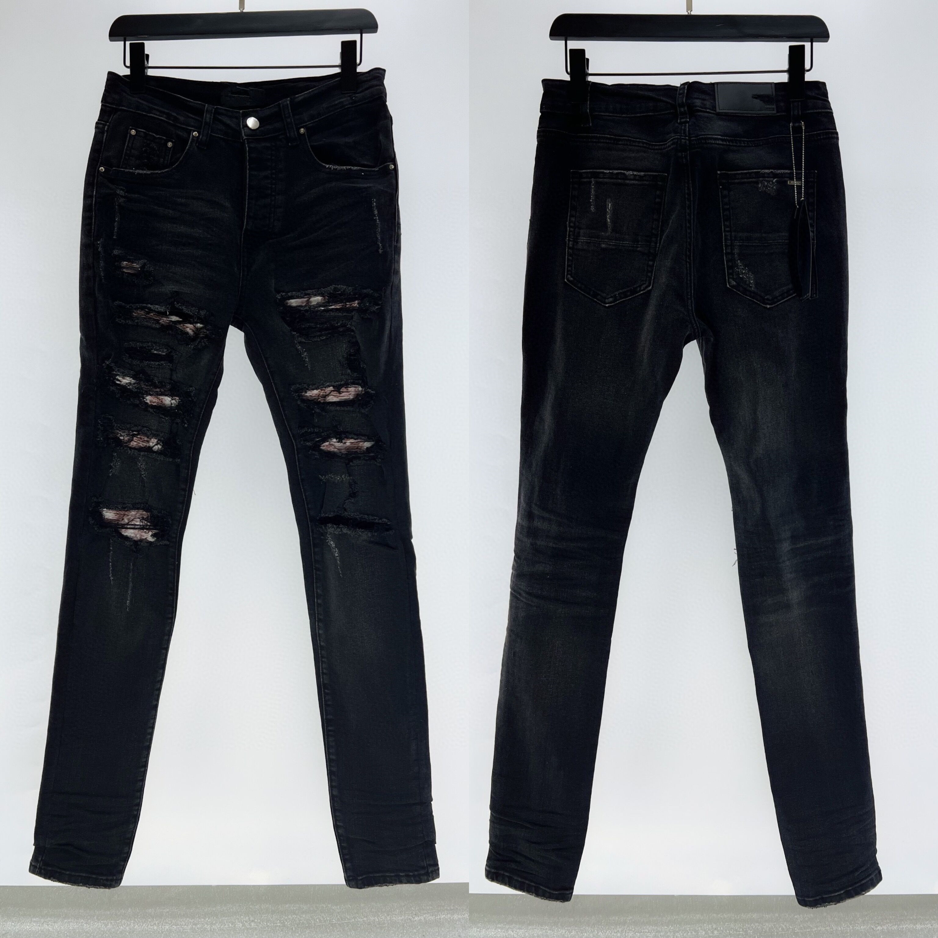 

quality Mens jeans Distressed Motorcycle biker jean Rock Skinny Slim Ripped hole stripe Fashionable snake embroidery Denim pants 28-38, Blue