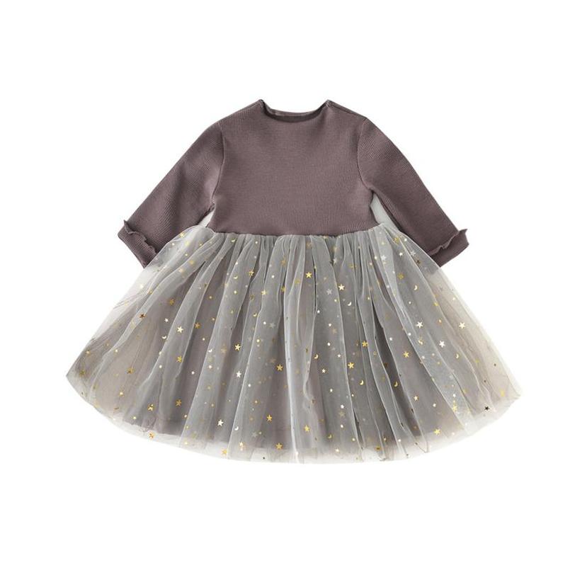 

Girl'S Dresses Baby Girls Beach Kids Clothes Spring Autumn Princess Pentagram Mesh Long Sleeve E18730, C1
