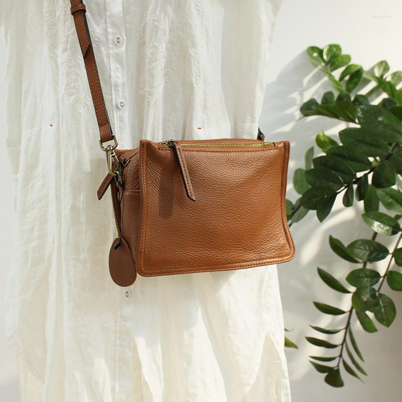 

Evening Bags RanHuang Arrive 2023 Women's Genuine Leather Shoulder Fashion Flap Cow Small Messenger Brown Black B010