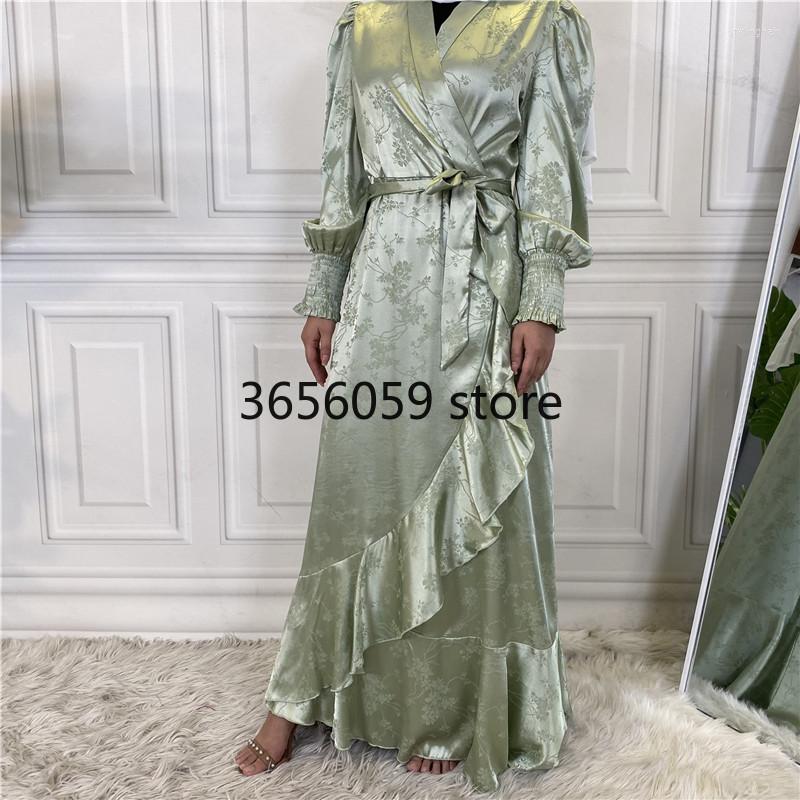 

Ethnic Clothing Ramadan Eid Djellaba Abaya Dubai Fashion Jacquard Muslim Dress Turkey Satin Islam Abayas