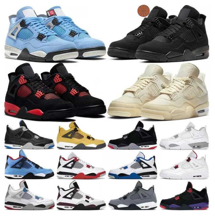 

4 Jumpman 4s OG Mens Basketball Shoes Military Black University Blue Canvas Sail Oreo Red Thunder White Cement Black Cat Bred Sports Women With Box Designer Shoes, 32