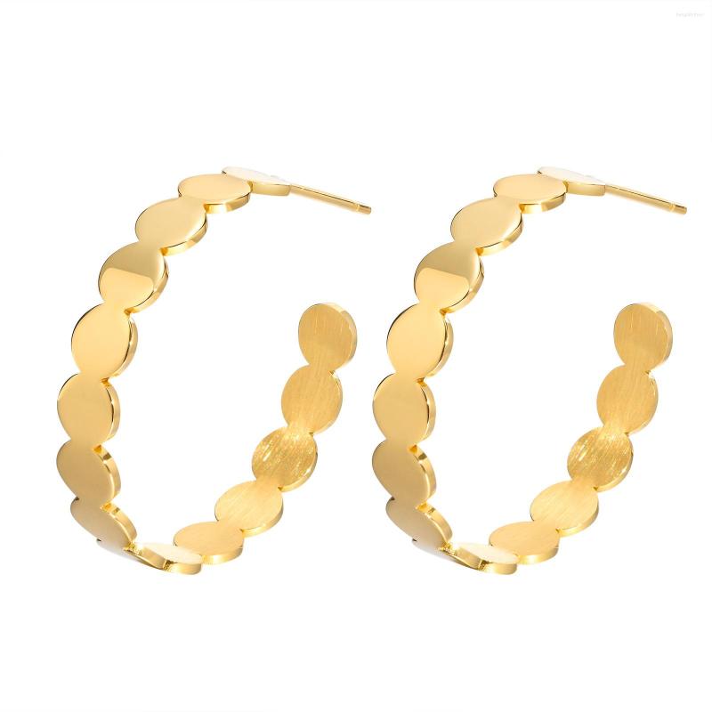 

Hoop Earrings Textured Dot Earring Women Stainless Steel Gold Plated Charms Minimalist Trendy Jewelry