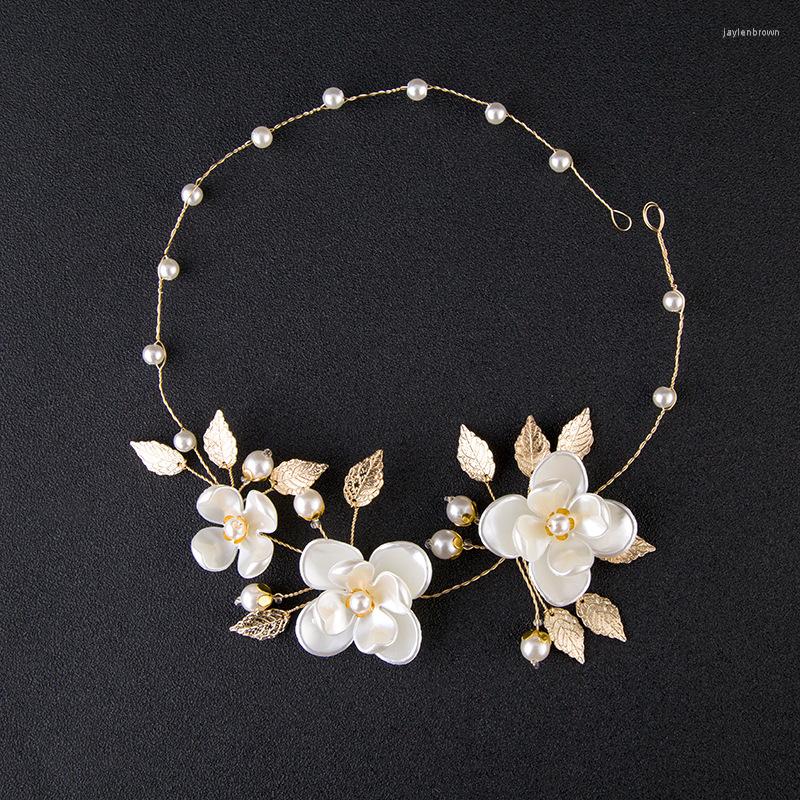

Headpieces Bride's Handmade Pearl Flower Hair Belt Marriage Accessories Headwear Wedding Dress Modeling