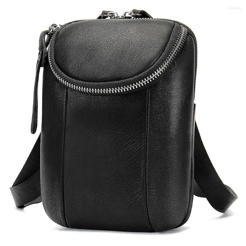 

Waist Bags Men Leather Bag Men's Casual Purse Outdoor Multifunctional Mini Hanging Phone Pack, Black