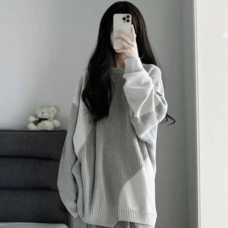 

Women' Sweaters Korea Irregular Pullover Sweater Women Spring Autumn Solid Knitting Oversize Jumper 2023 INS, Picture color