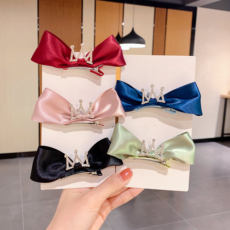 

New Solid Ribbon Bowknot Crown Hair Clips For Girls Handmade Cute Bows Hairpin Barrettes Headwear Kids Hair Accessories 1658, As option show