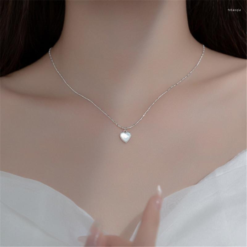 

Chains Silver Color Shell Heart Charm Necklaces Pendants Choker Statement Jewelry For Women Colar Dz266