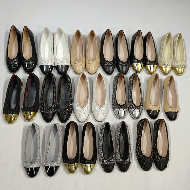 

2023 designer Dress shoes Spring and Autumn 100% cowhide letter bow Ballet Dance shoes fashion women plaid Flat boat shoe Lady leather Trample Lazy, Xxch2151
