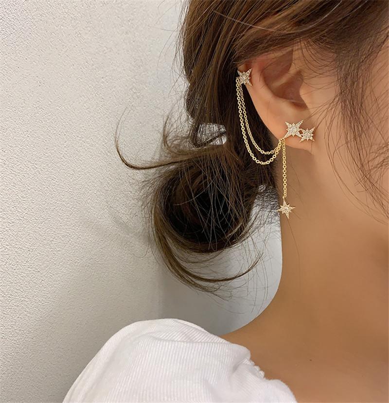 

Dangle Earrings & Chandelier Korean Elegant Cute Rhinestone Stars Stud For Women Girls Fashion Metal Chain Boucle D'oreille JewelryDangl