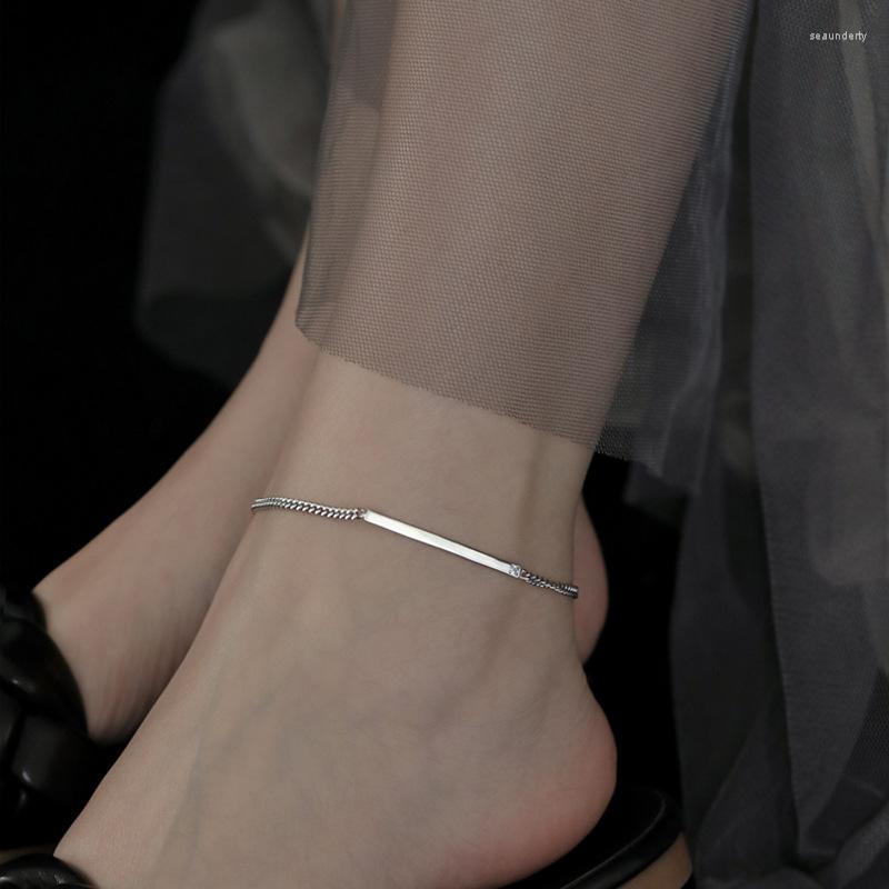 

Anklets Cuban Link For Women Foot Chain Jewelry Gift Minimalist Long Bar Silver Plated Accessories Pulseras Para Tobillo