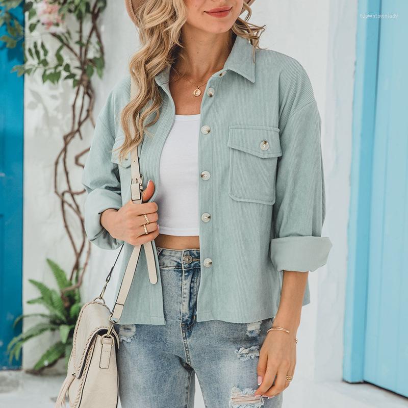 

Women' Blouses 2023 Autumn And Winter Style Vintage Jackets Streetwear Women Be Applicable To Women' Cropped Corduroy Bean Green, Khaki