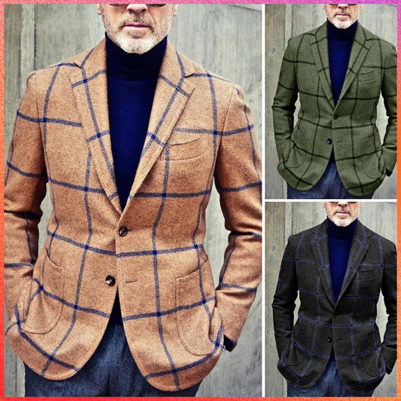 

Men's Suits 2023 Mens Casual Sport Slim Fit One Button Check Print Blazer Lightweight Jacket Pocket Long Sleeve Coat, Green