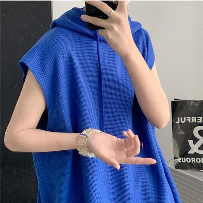 

Men's Tank Tops Men Summer Sleeveless Hooded T Shirts Streetwear Oversized Mens Pullover Black White Clothing Casual Solid Loose Tees
