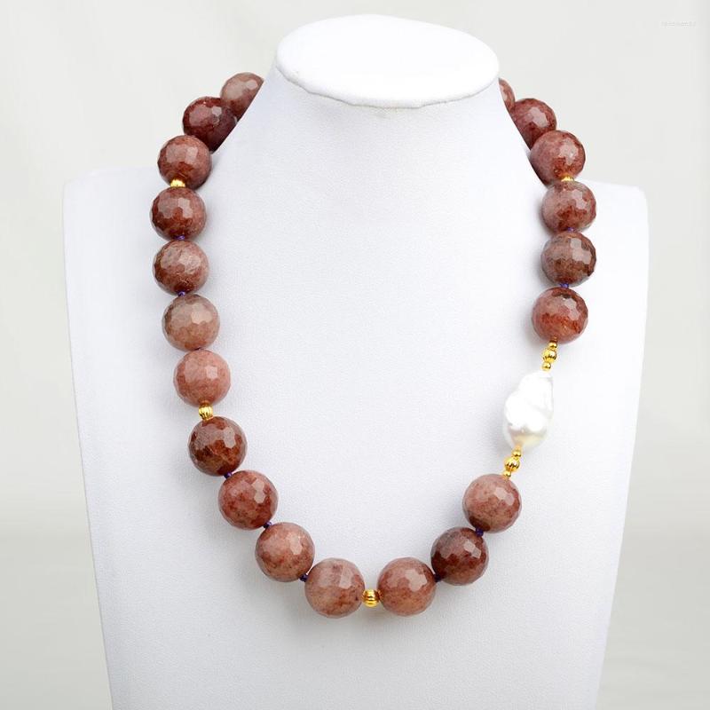 

Chains Women's 20'' 18mm Strawberry Quartz Lepidocrocite White Keshi Pearl Necklace