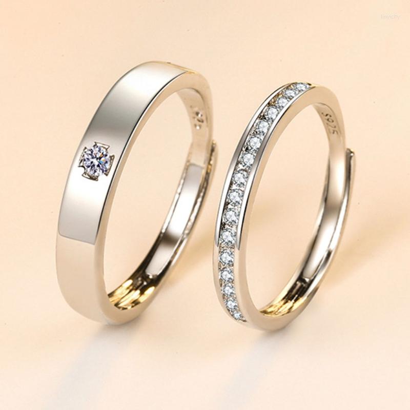 

Wedding Rings Rhinestone Couple Set Adjustable Band Sets Engagement H8WF