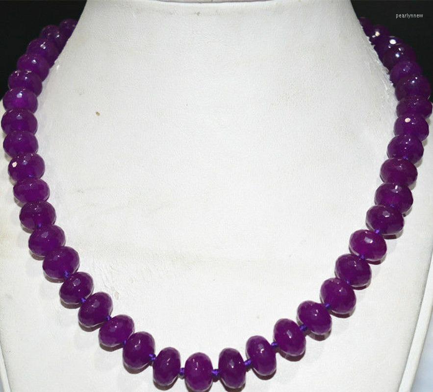 

Chains 9x12MM Beautiful Purple Red Jade Abacus Faceted Pearl Necklace 18 "