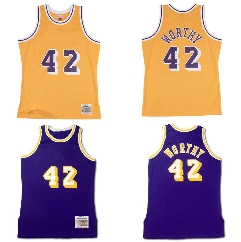 

James Worthy Stitched basketball Jersey S-6XL Mitchell Ness jersey 1984-85 Mesh Hardwoods Classics retro jerseys Men Women Youth 42, Stitched jersey