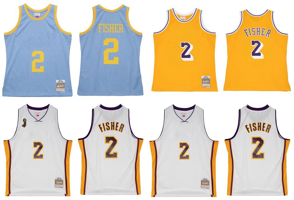 

Derek Fisher Stitched basketball Jersey S-6XL Mitchell Ness jersey 2001-02 2008-09 Mesh Hardwoods Classics retro jerseys Men Women Youth, Stitched jersey