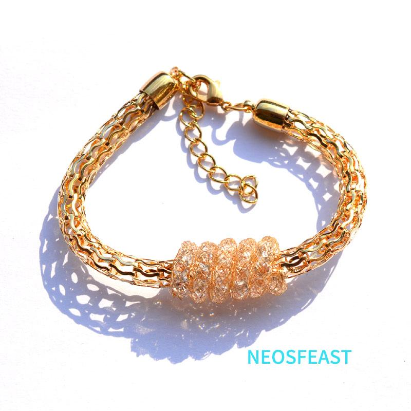 

Link Bracelets Chain Fashion Jewelry Women Gold Color Hollow Bracelet For Female Crystal Charms Bridal Wedding Ladies Gifts