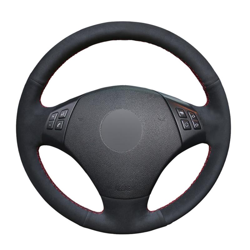 

Steering Wheel Covers Black Suede Hand-stitched No-slip Car Cover For E90 E91 320 318i 320i 325i 330i 320d 328xi X1 E84