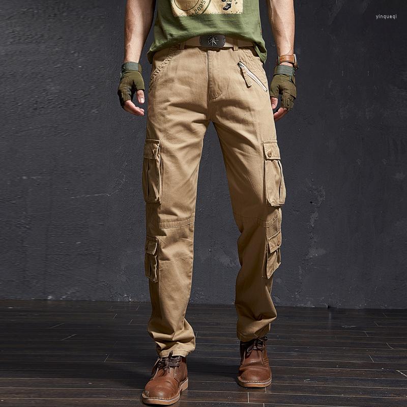 

Men's Pants Zipper Cargo Work Overalls Cotton Outwear Multi-pocket Tactical Trousers For Men Autum Winter Male 2023, Dark grey