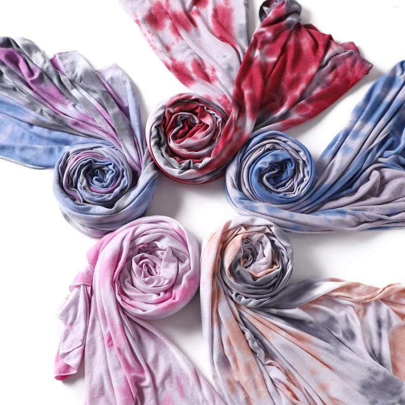 

Ethnic Clothing 2023 Tudung Fashion Printed Colorful Scarf Tie Dye Stretchy Cotton Jersey Hijab Shawl