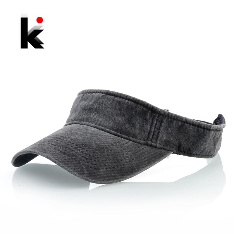 

Wide Brim Hats Summer Sun Hat For Men Women Fashion Empty-top Baseball Unisex Solid Color Denim Sport Visor Cap Outdoor Beach Casual Bonnet, Black