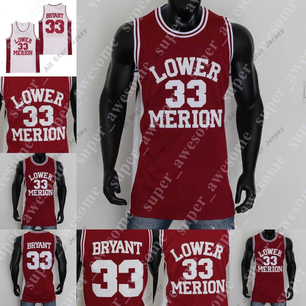 

Basketball Jerseys NCAA Lower Merion 33 Bryant High School Basketball Jersey Red White Stitched