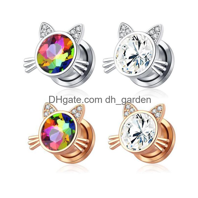 

Plugs Tunnels Stainless Steel Dangle Ear Piercing Earrings Body Jewelry Cat Drop Delivery Dhgarden Dhhio