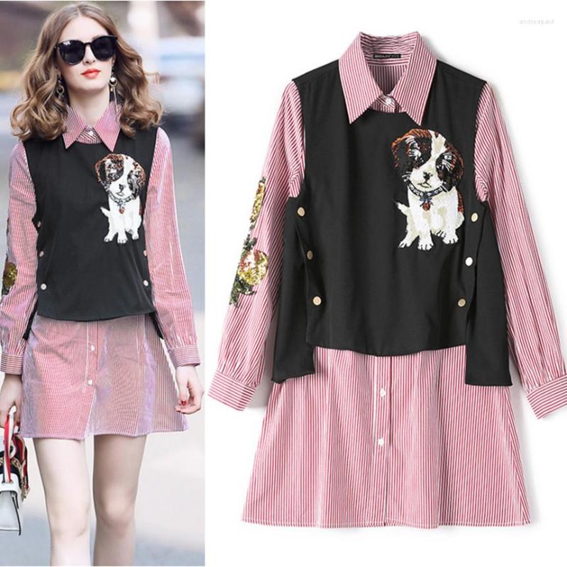 

Women' Blouses 2 Pieces Women Street Blouse Shirt Spring Long Sequines Blusas Feminina Casual Stripped Print Tops Plus Size Shirts NS423, Picture shown