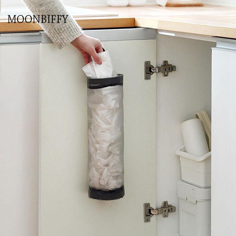 

Shopping Bags Home Grocery Bag Holder Wall Mount Plastic Dispenser Hanging Storage Trash Garbage Kitchen Organizer, Black