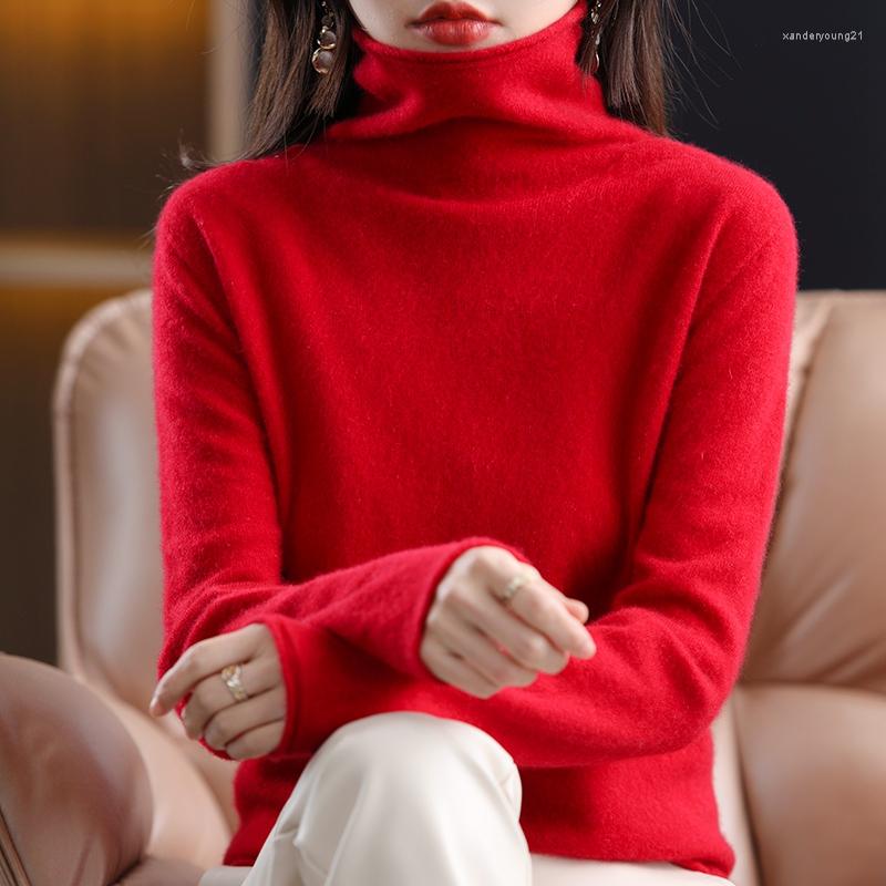 

Women's Sweaters Wool Cashmere Sweater Turtleneck Women Autumn Winter Kint Long Sleeve Oversized Female Solid Jumper Top Pullover, Gray