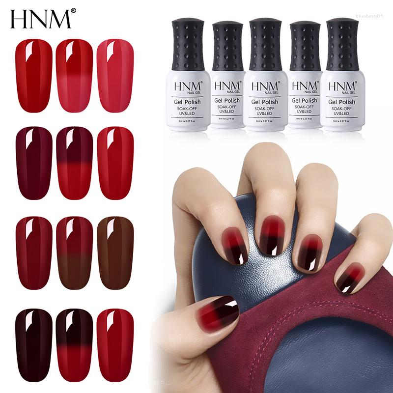 

Nail Gel HNM 8ml Red Color Temperature Change UV Polish Semi Permanent Lucky Hybrid Enamel Thermo Varnish Base Top, Top coat