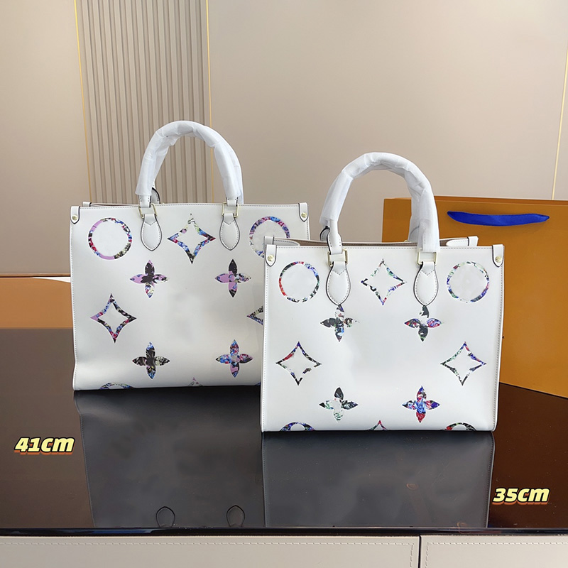 

Womens Onthego Top Handle Totes Bags Maxi Multi-Color Embossed Leather Outdoor Shopping Bag Classic Clutch Lager Capacity Luxurys Handbags Designer Purses 41/35CM, Black