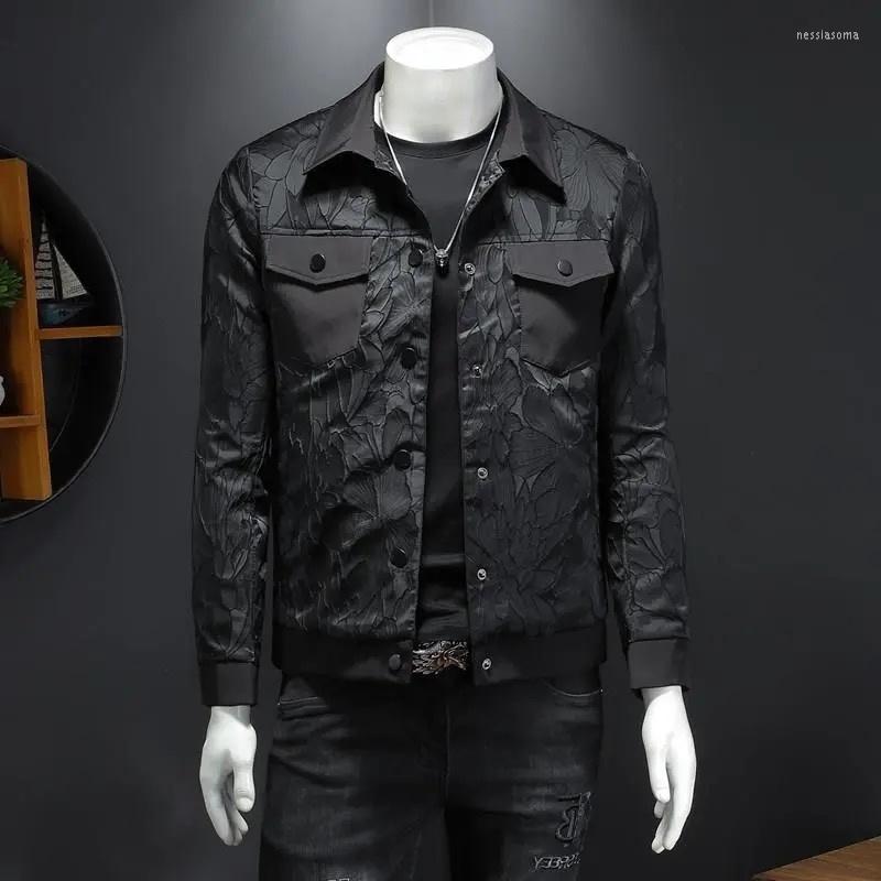 

Men's Jackets European And American Style Fashion Three-dimensional Jacquard Lapel Jacket Large Casual Coat Men's High-end Brand Men, Black