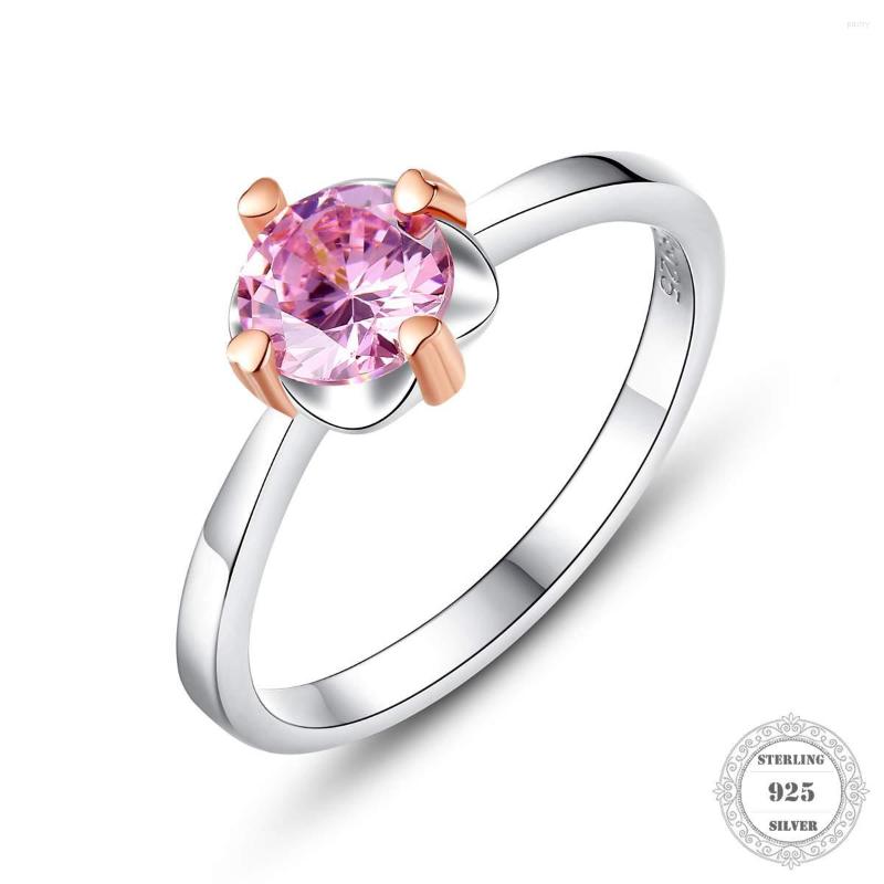 

Cluster Rings Band Ring Pink Stone Brand Style Glam Fashion Good Jewelry For Women 2023 Gift In 925 Sterling Silver