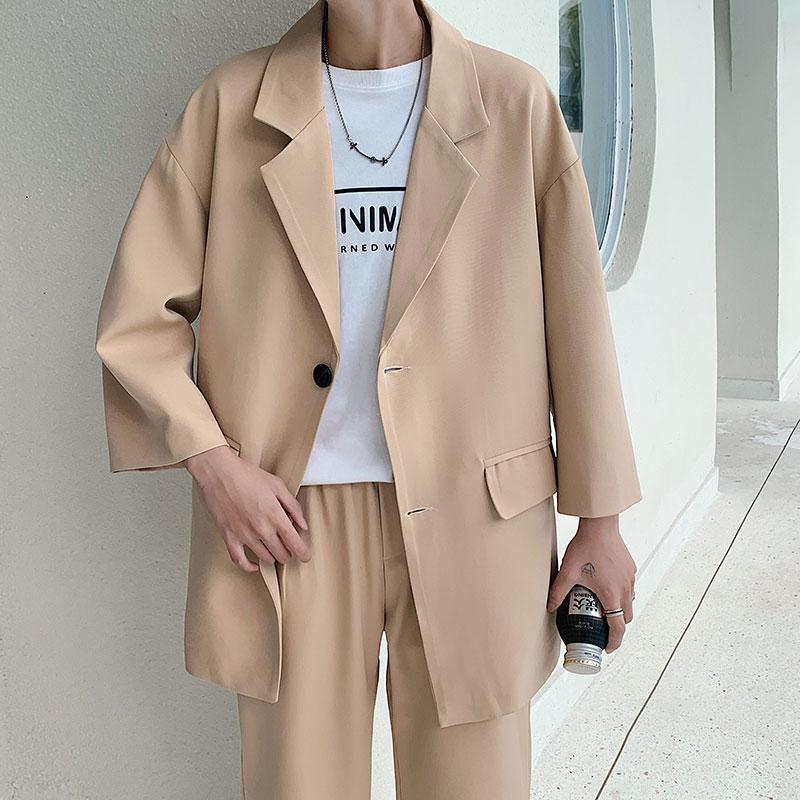 

Men' Tracksuits 2023 Spring And Autumn Casual Suit Fashion Trendy Pants Two-piece 3/4 Sleeve Jacket High Quality, Black