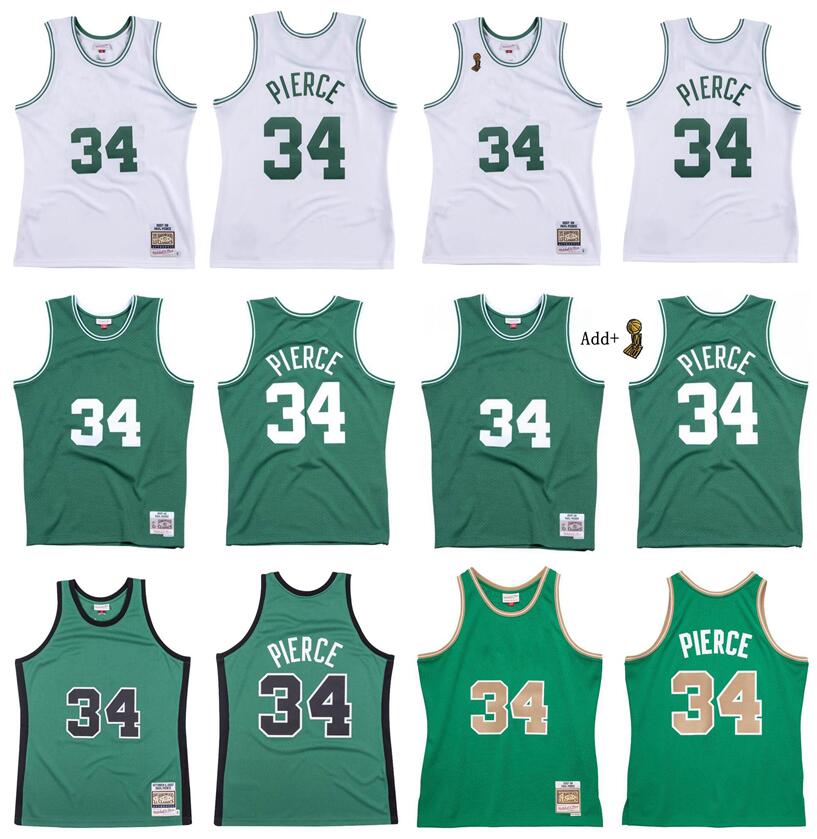 

Paul Pierce Stitched basketball Jersey S-6XL Mitchell Ness jersey 2007-08 Mesh Hardwoods Classics retro jerseys Men women Youth green 34, Stithced jersey