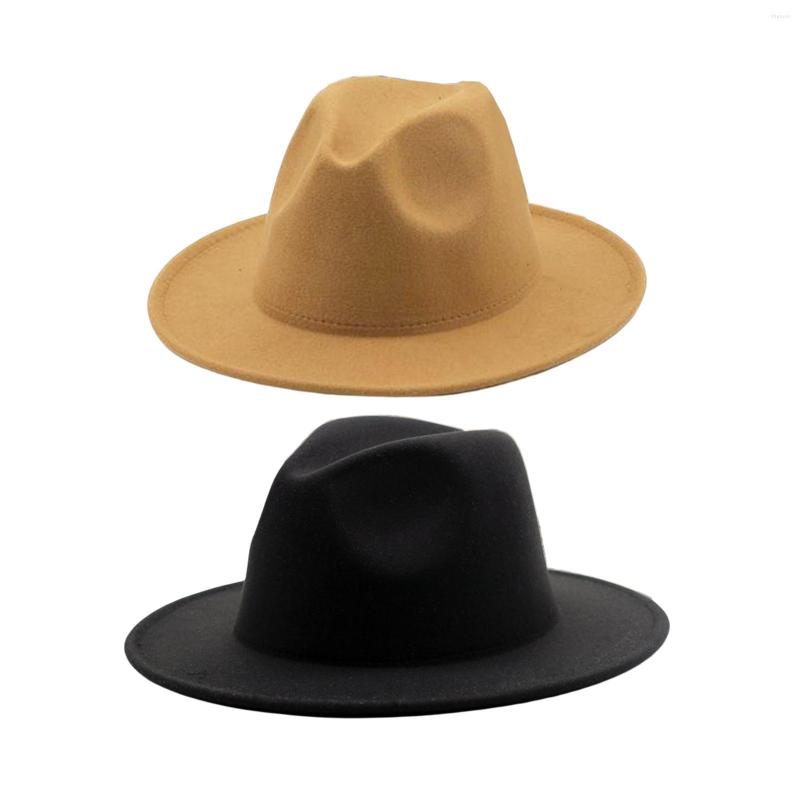

Berets Women Men Felt Panama Hat Comfortable Classic Headwear Casual Breathable Fedora For Street Stage Performance Party, Black