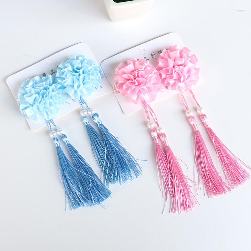 

Hair Accessories 2PCS Chinese Flower Tassel Hairpins Children Sweet Headwear Girls Cute Clips Barrettes Hairgrips, Pink