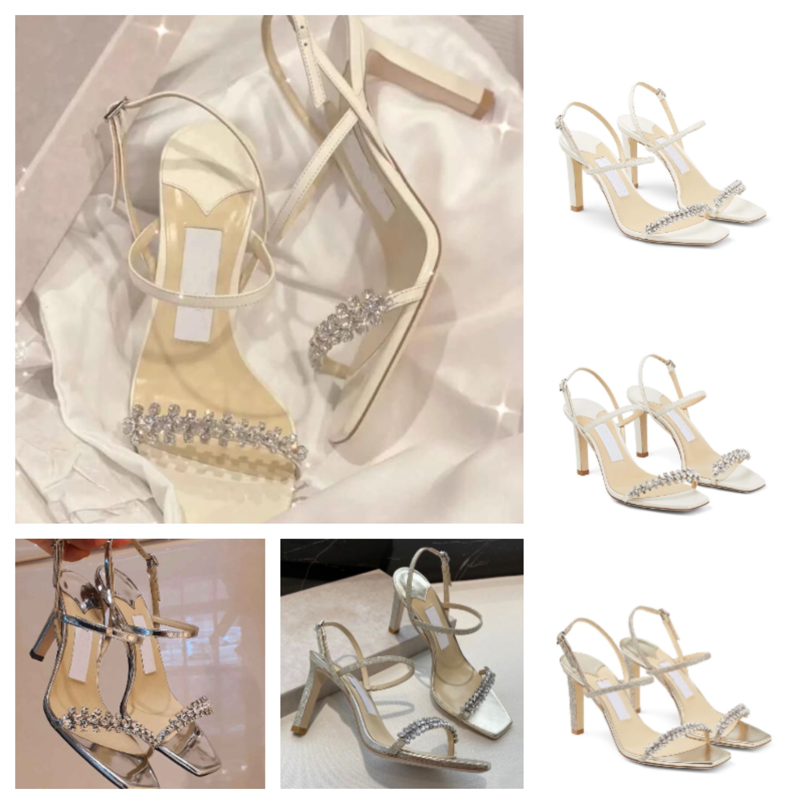 

2023 Summer Brand Meira Sandals Shoes White Crystal Embellished Strappy Pumps Feminine Stiletto Heel Evening Dress Bridal Wedding Dress Sandalias Shoe EU35-43.BOX