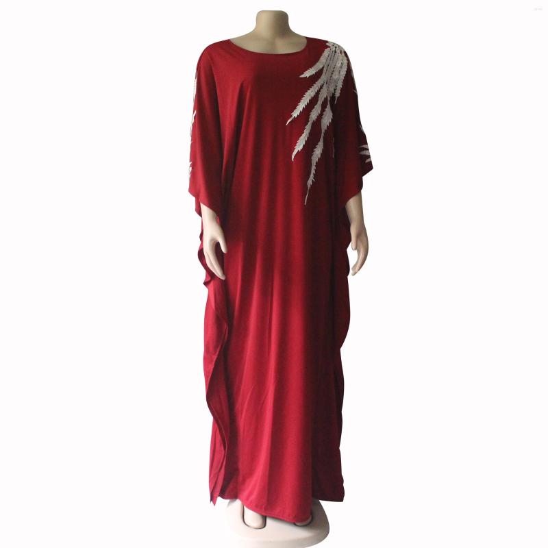 

Party Dresses Tilapia Half Sleeve Lady Elegant Casual Big Summer Solid Elastic Loose Dress With Embroidery Kaftan, White