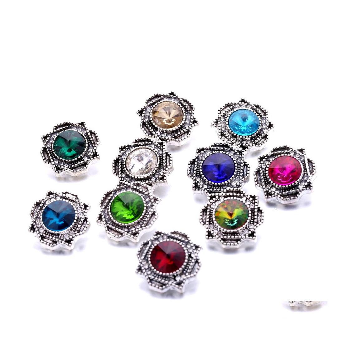 

Clasps Hooks Wholesale Retro Rhinestone Square Ginger Snap Button Jewelry Findings Women Men Zircon Charms 18Mm Metal Snaps Button Dhtp4