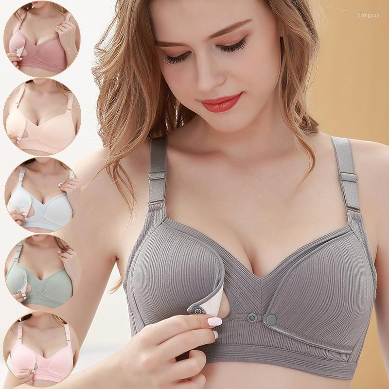 

Bras HIVOF Breastfeeding Bra Without Steel Ring Front Button Threaded Anti-glare Underwear Breathable For Pregnant Women, Picture shown