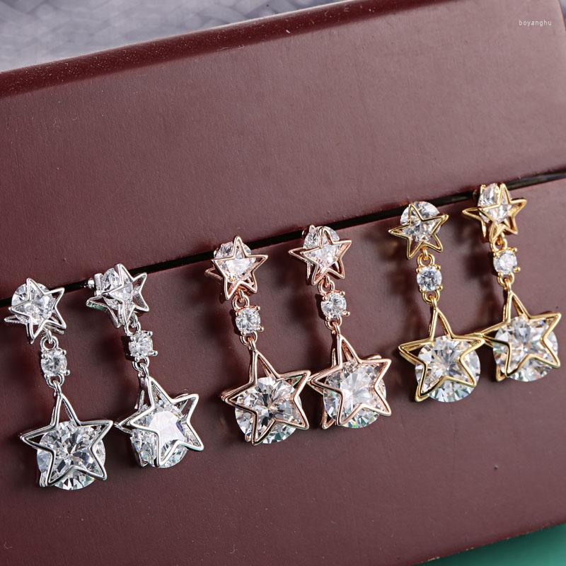 

Stud Earrings High-Quality Star With 3A Zircon Double Design Lady To Send Friends Birthday Party Fashion Jewelry