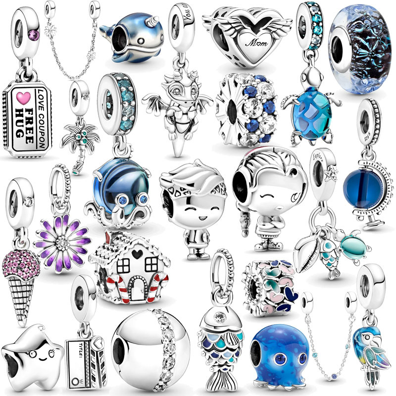 925 Sterling Silver New Fashion Women Chart Silver Beads, Chameleon Beads, Octopus, Parrot, Jellyfish, Suitable for Original Bracelets, DIY Women