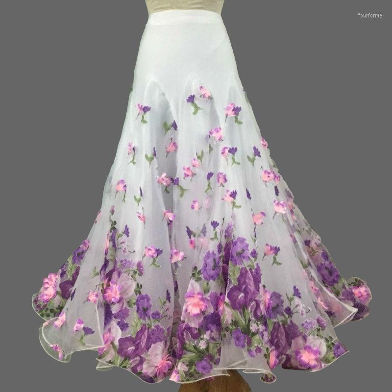 

Stage Wear Ballroom Skirt Long Dance Skirts For Women Waltz Standard Custom Size, See chart